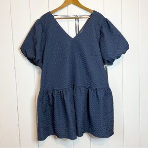 Hudson North Navy Easy V-Neck Mini Dress. Size Large.